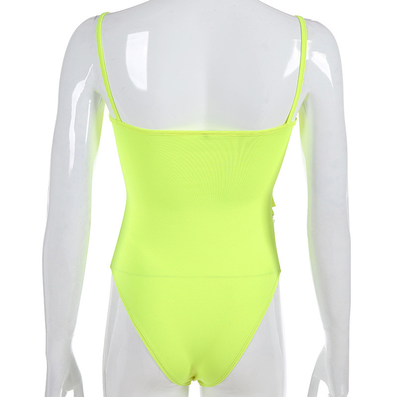 Dotrend 2019 Γυναικείες φόρμες κορμάκι με κορμάκια αλυσίδας Γυναικείο καλοκαιρινό νέον σέξι κορμάκι Σπαγγέτι λουράκι χωρίς πλάτη