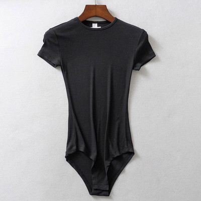 She'sModa 2020 Spring Ins Ženski bodi s rebrastim O-izrezom kratkih rukava, uska majica kratkih rukava