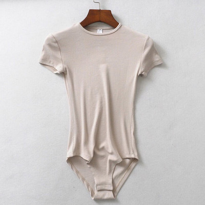 She'sModa 2020 Spring Ins Ženski bodi s rebrastim O-izrezom kratkih rukava, uska majica kratkih rukava
