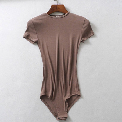 She'sModa 2020 Spring Ins Ženski bodi s rebrastim O-izrezom kratkih rukava, uska majica kratkih rukava
