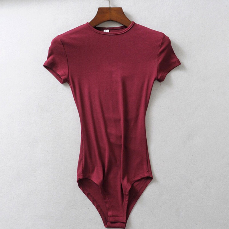 She'sModa 2020 Spring Ins Ženski bodi s rebrastim O-izrezom kratkih rukava, uska majica kratkih rukava