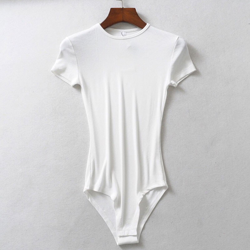 She'sModa 2020 Spring Ins Ženski bodi s rebrastim O-izrezom kratkih rukava, uska majica kratkih rukava