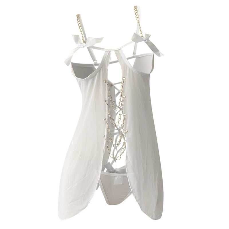 Naiste pesu Babydoll Lace Chemise Seksikas pruudi öösärk, volangideta võrk, lahtine jalgevahe Näha läbi