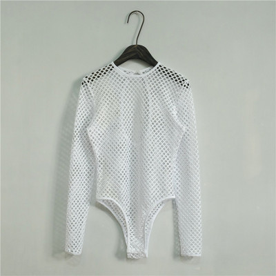 Body negru pentru damă de birou, elegant, cu gât simulat, cu panou din plasă, cu mânecă lungă, slab, solid, sexy, casual, pentru femei, vara 2019