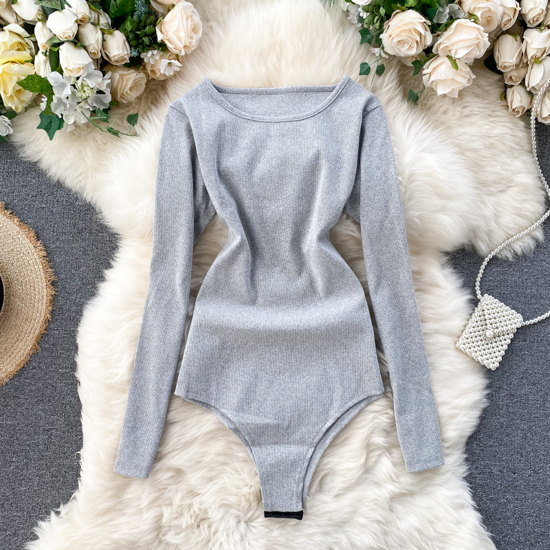 Proljeće Jesen Ženska majica kratkih rukava Sportska odijela Uski bodi s dugim rukavima donjeg dijela Ženski kombinezon jednobojnih kombinezona s kratkim rukavima A2065