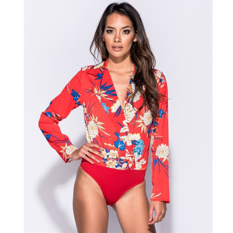 SINFEEL Bluză înfășurată în față Body Femei Îmbrăcăminte de lucru 2018 Office Laides Sexy Gât în V Mâneci lungi Salopete elegante pentru femei