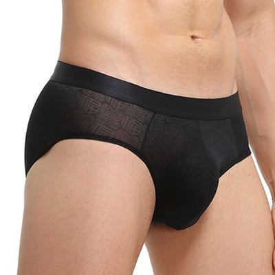Ülipehme mugav aluspesu Ice Silk Sheer läbipaistev võrk Meeste püksid trükitud lühikesed püksid Seksikad eksootilised madala vöökohaga aluspüksid