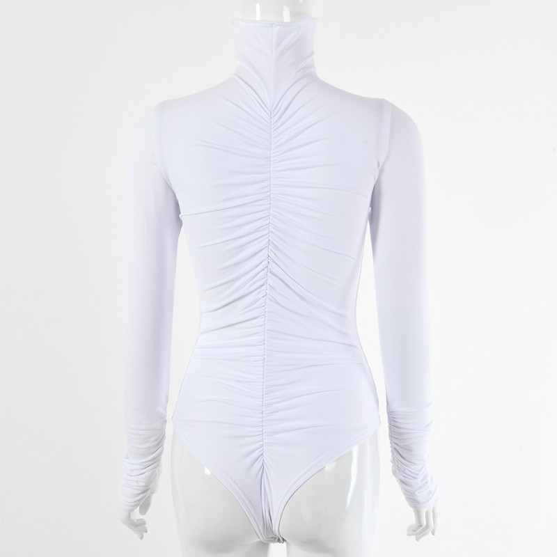 Body cu mânecă lungă cu guler slergiri pentru femei, toamnă, alb, negru, elegant, pentru dama de birou, cu fantezi slim fit, body cu talie înaltă