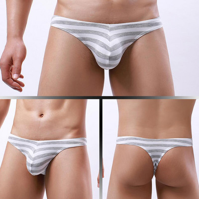 2022 Slip pentru bărbați sexi, cu dungi în husă în U, chiloți sissy, lenjerie de corp respirabilă pentru bicicletă, chiloți din bumbac, talie joasă, lenjerie cu imprimeu