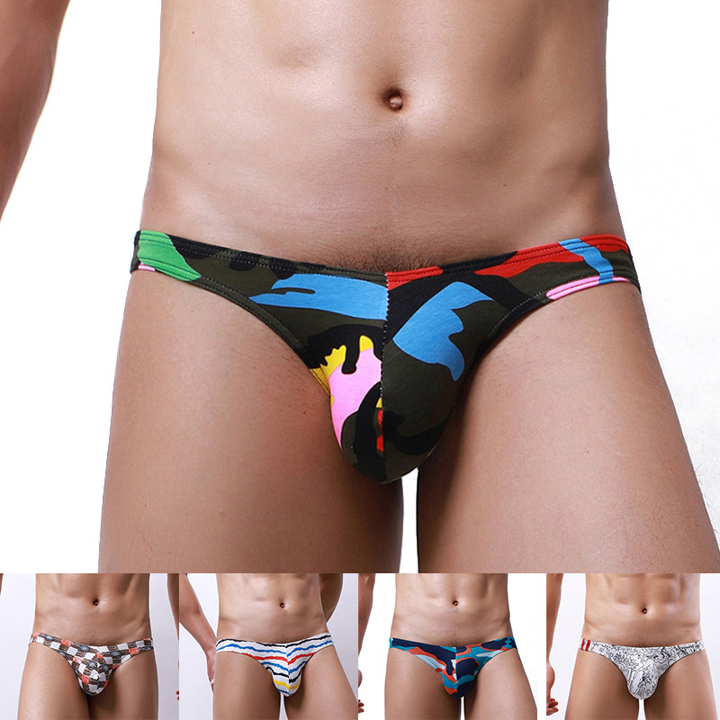 2022 Slip pentru bărbați sexi, cu dungi în husă în U, chiloți sissy, lenjerie de corp respirabilă pentru bicicletă, chiloți din bumbac, talie joasă, lenjerie cu imprimeu