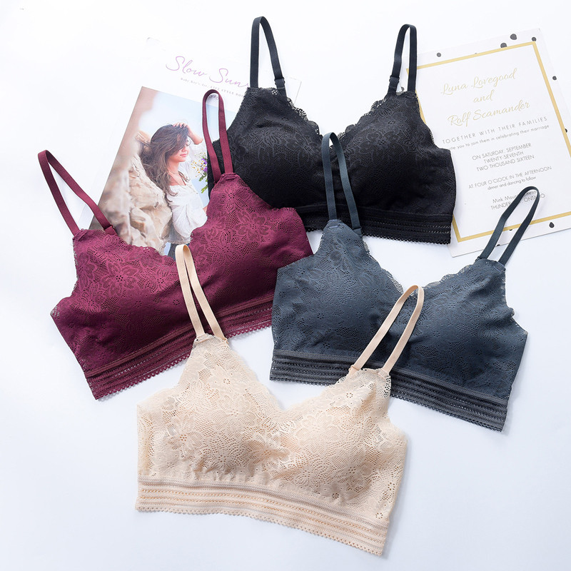 Roseheart uus naistele punane juhtmevaba pitsiga polsterdatud rinnahoidja ühes tükis aktiivsed rinnahoidjad Naiste rinnahoidjad Jooga õmblusteta Invisible Cup AB