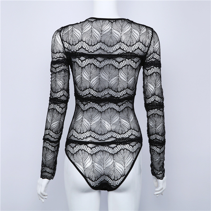 Body cu mânecă lanternă 2019, sexy, negru, vintage, din dantelă