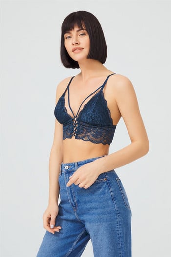 Lacy Slim Strap Lined Triangle Women Bralet Bustier зима babydoll дамска нощница бельо рокля лято пролет море дамска пажа