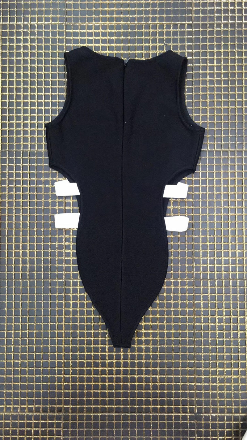 Ženski bodi bez rukava, crni, ljetni, vrući bodi za plažu 2018., izdubljeni, tanki bodi od rajona s elastičnim zavojem