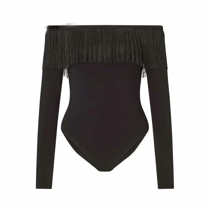 HStar Ανοιξιάτικα μακρυμάνικα σέξι κορμάκια Φούντες Γυναικεία κοκαλιάριστη λαιμόκοψη Skinny κορμάκια Casual Elastic Lady Rompers 2020