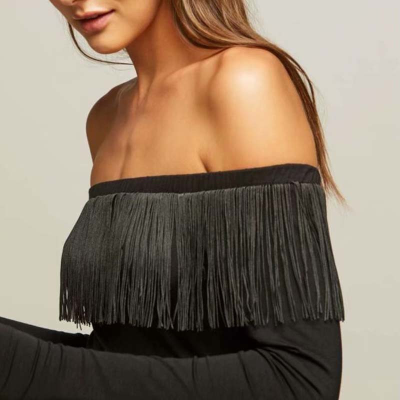 HStar Ανοιξιάτικα μακρυμάνικα σέξι κορμάκια Φούντες Γυναικεία κοκαλιάριστη λαιμόκοψη Skinny κορμάκια Casual Elastic Lady Rompers 2020