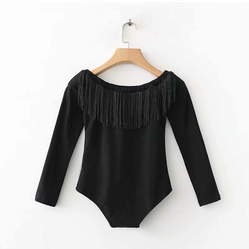 HStar Ανοιξιάτικα μακρυμάνικα σέξι κορμάκια Φούντες Γυναικεία κοκαλιάριστη λαιμόκοψη Skinny κορμάκια Casual Elastic Lady Rompers 2020