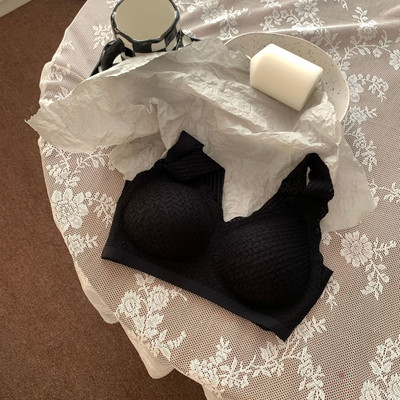 Seksi čipkani prsluk u stilu donjeg rublja od lateksa Djevojke Studentice Slatka mala prsa skupljena sa strane Mlijeko bez čeličnog prstena Jednodijelni sportski grudnjak