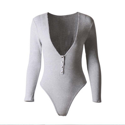 Φθινοπωρινό γυναικείο πουκάμισο σιαμέζικο κορμάκι casual μεταλλικό κουμπάκι με μασίφ βαθύ V μακρύ μανίκι από βαμβακερό λάκκο τρίγωνο φόρμα για γυναίκες