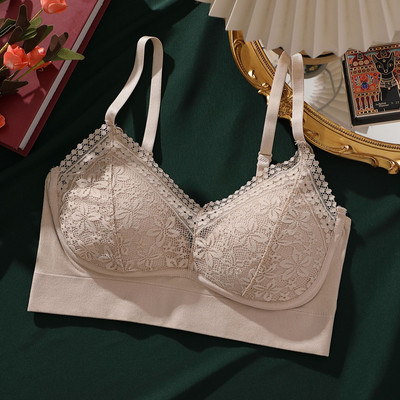 Naiste rinnahoidjad Seksikad õmblusteta juhtmevaba pitsist käevõrud Gather Push Up naistepesu V kaelusega Camis puuvillane mugav pehme naiste aluspesu