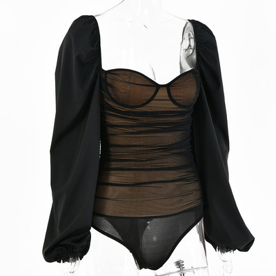 Beachapche μακρυά μανίκια κοκαλιάρικο γυναικείο ολόσωμο μαύρη εξώπλατη ρουστίκ γυναικεία φόρμα ανοιξιάτικη Streetwear Casual 2021 Party Wear