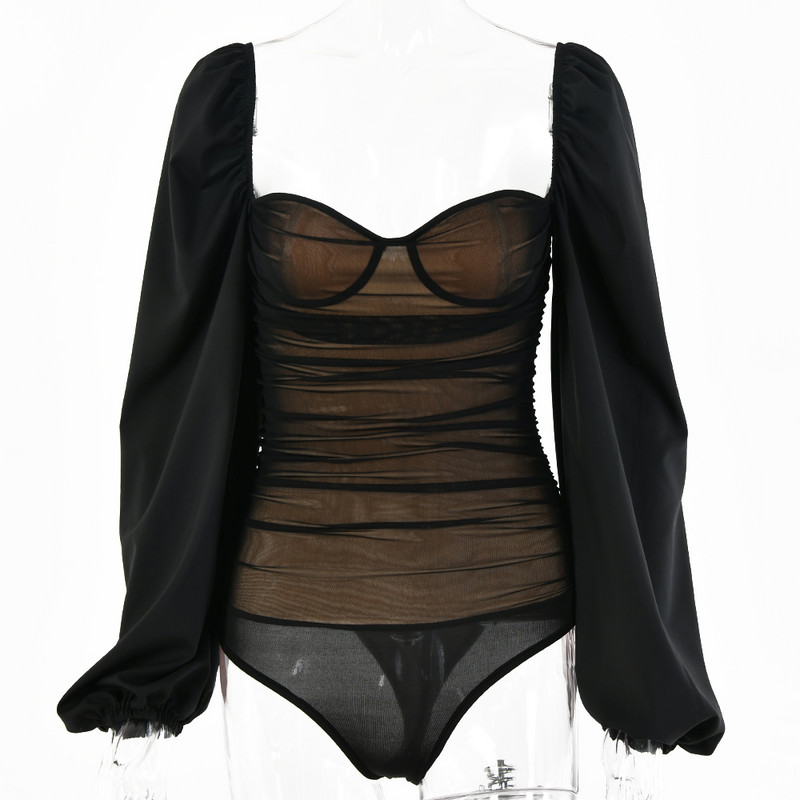 Beachapche μακρυά μανίκια κοκαλιάρικο γυναικείο ολόσωμο μαύρη εξώπλατη ρουστίκ γυναικεία φόρμα ανοιξιάτικη Streetwear Casual 2021 Party Wear