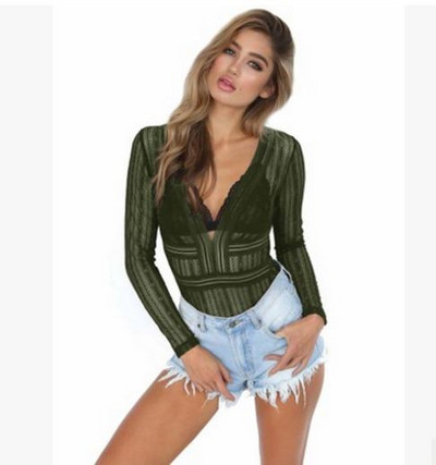 Body, Naiste Seksikas V-kaelusega pikkade varrukatega must pits kõrge kaelusega väljalõigatud selja Bodycon kombinesoonid Kombineeritud lühikesed püksid Mänguülikonnad