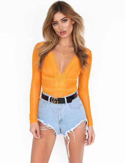 Body, Naiste Seksikas V-kaelusega pikkade varrukatega must pits kõrge kaelusega väljalõigatud selja Bodycon kombinesoonid Kombineeritud lühikesed püksid Mänguülikonnad