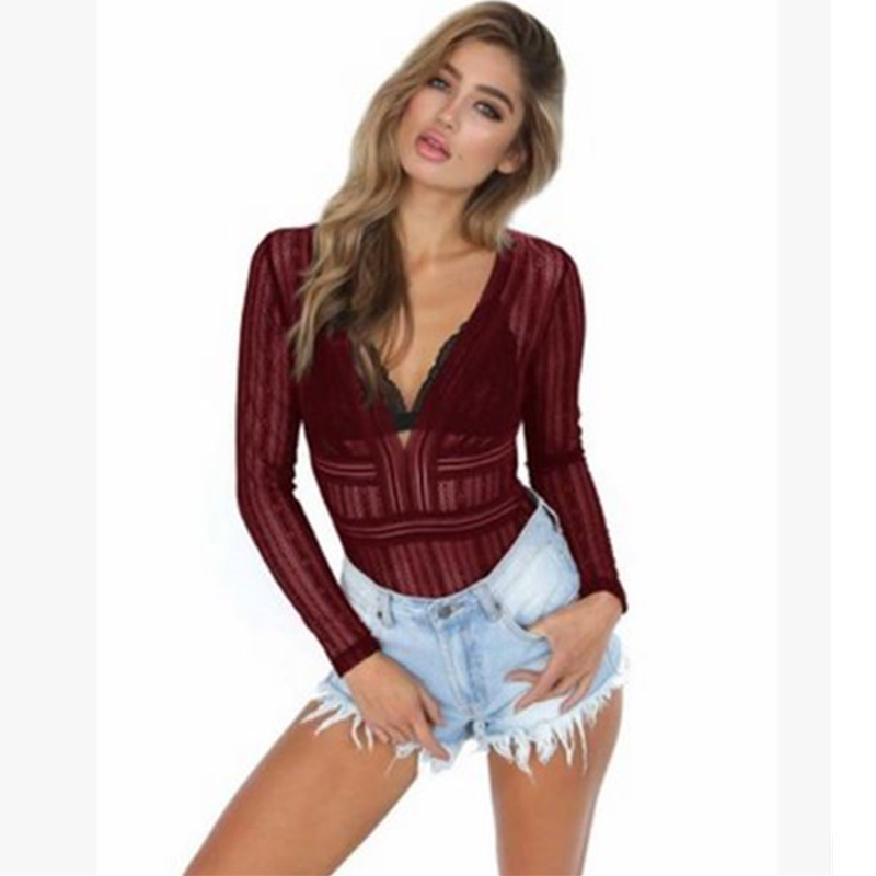 Body, Naiste Seksikas V-kaelusega pikkade varrukatega must pits kõrge kaelusega väljalõigatud selja Bodycon kombinesoonid Kombineeritud lühikesed püksid Mänguülikonnad