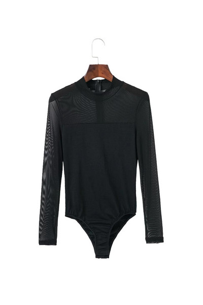 Φθινόπωρο 2017 Κομψό, Χειμερινό Slim Σέξι κορμάκι δαντέλας συνονθύλευμα μακρυμάνικο γυναικείο μπλουζάκι Stand γιακά