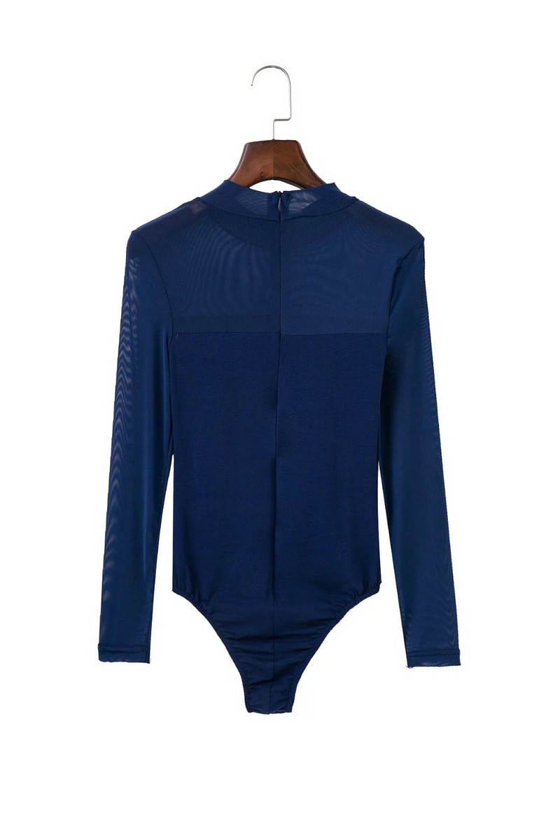 Φθινόπωρο 2017 Κομψό, Χειμερινό Slim Σέξι κορμάκι δαντέλας συνονθύλευμα μακρυμάνικο γυναικείο μπλουζάκι Stand γιακά