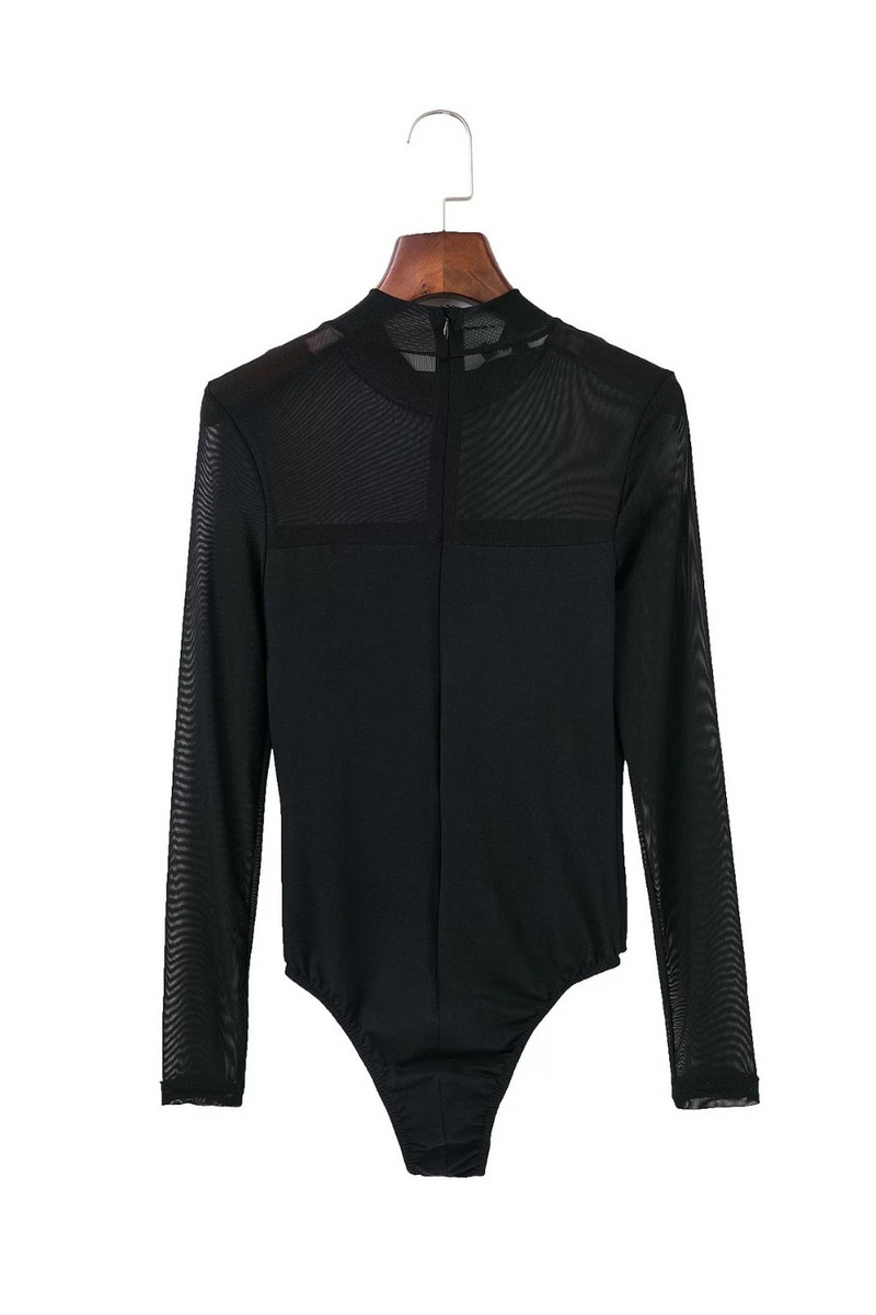 Φθινόπωρο 2017 Κομψό, Χειμερινό Slim Σέξι κορμάκι δαντέλας συνονθύλευμα μακρυμάνικο γυναικείο μπλουζάκι Stand γιακά