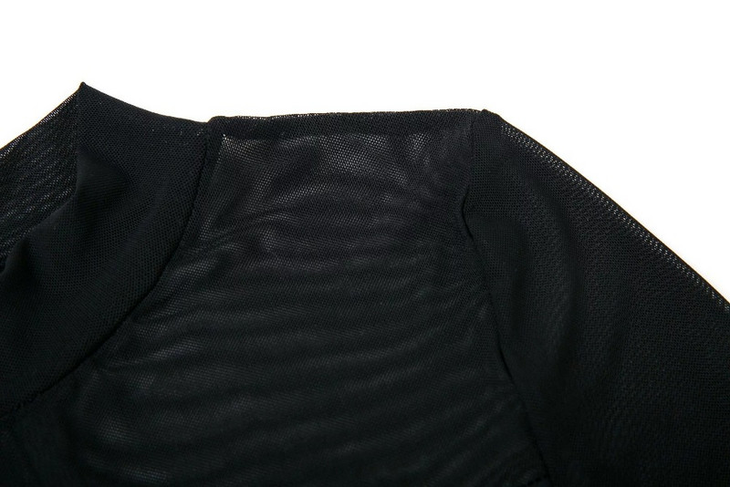 Φθινόπωρο 2017 Κομψό, Χειμερινό Slim Σέξι κορμάκι δαντέλας συνονθύλευμα μακρυμάνικο γυναικείο μπλουζάκι Stand γιακά