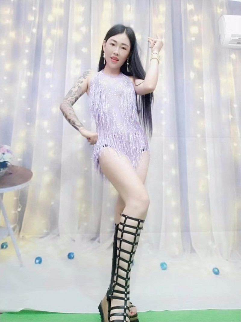 Sexy violet roșu negru strasuri ciucuri body show de dans dintr-o singură bucată sexy pentru femei leotar de performanță costume de cântăreață