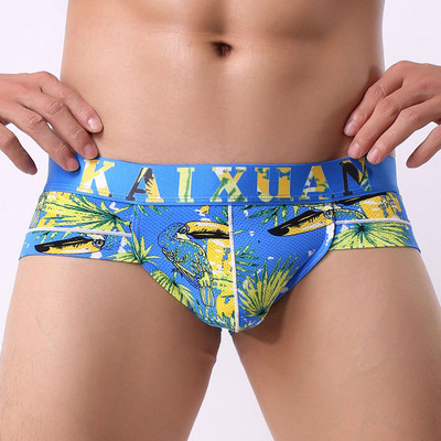 Lenjerie de corp pentru bărbați Slip Pantaloni scurți Mesh Print Nailon moale, sexy, respirabili, Calzoncillos