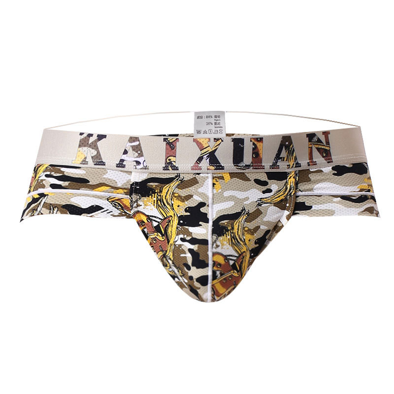 Lenjerie de corp pentru bărbați Slip Pantaloni scurți Mesh Print Nailon moale, sexy, respirabili, Calzoncillos