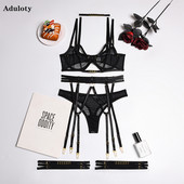 Aduloty Fashion Νέο διαφανές γυναικείο σέξι εσώρουχα εσώρουχα Gather Bra Garter Ερωτικό κοστούμι Σετ στρινγκ εσωρούχων