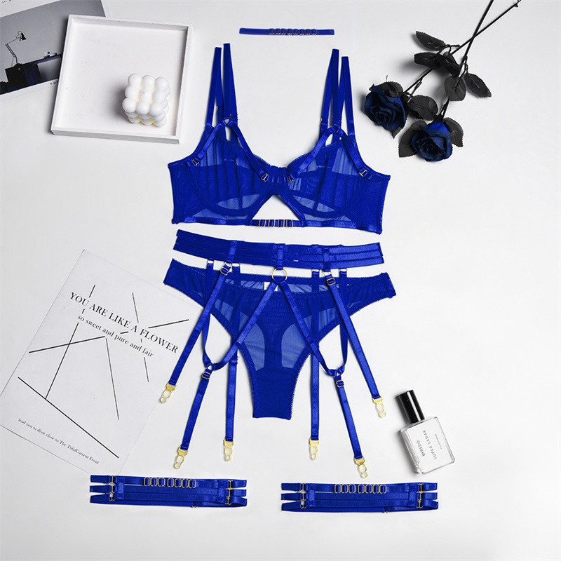 Aduloty Fashion Νέο διαφανές γυναικείο σέξι εσώρουχα εσώρουχα Gather Bra Garter Ερωτικό κοστούμι Σετ στρινγκ εσωρούχων