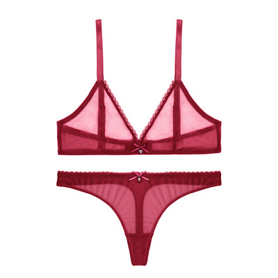 Varsbaby Sexy Dantela Culoare Rosie Lenjerie Intima Craciun Set Sutien Revelion Pentru Femei