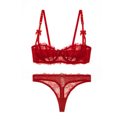 Varsbaby Sexy Dantela Culoare Rosie Lenjerie Intima Craciun Set Sutien Revelion Pentru Femei