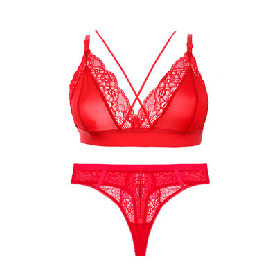Varsbaby Sexy Dantela Culoare Rosie Lenjerie Intima Craciun Set Sutien Revelion Pentru Femei