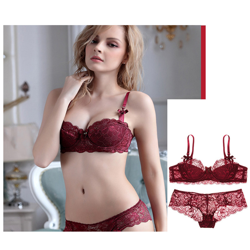 Varsbaby Sexy Dantela Culoare Rosie Lenjerie Intima Craciun Set Sutien Revelion Pentru Femei