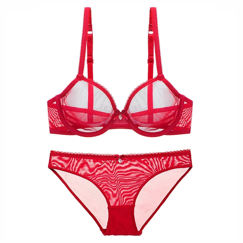 Varsbaby Sexy Dantela Culoare Rosie Lenjerie Intima Craciun Set Sutien Revelion Pentru Femei