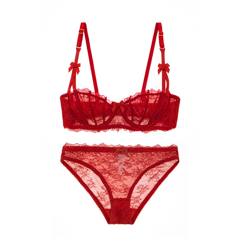 Varsbaby Sexy Dantela Culoare Rosie Lenjerie Intima Craciun Set Sutien Revelion Pentru Femei