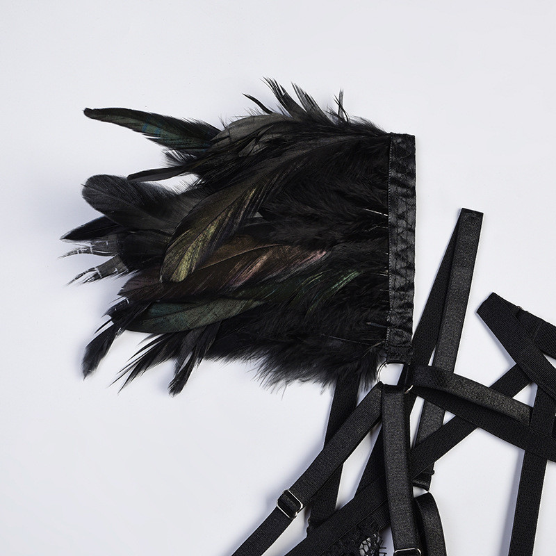 Set de lenjerie din dantelă Yimunancy, 2 piese, set de lenjerie intima pentru femei, cu umeri încrucișați, fantezie, sexy, set de slip de jartieră