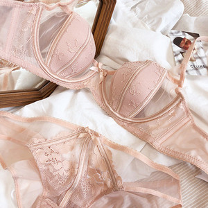 Μεγάλου μεγέθους BCD Cup Ημιδιαφανές σέξι βαμβακερό λεπτό σουτιέν εσωρούχων και σετ εσώρουχα Push Up Ρυθμιζόμενα καλοκαιρινά γυναικεία εσώρουχα