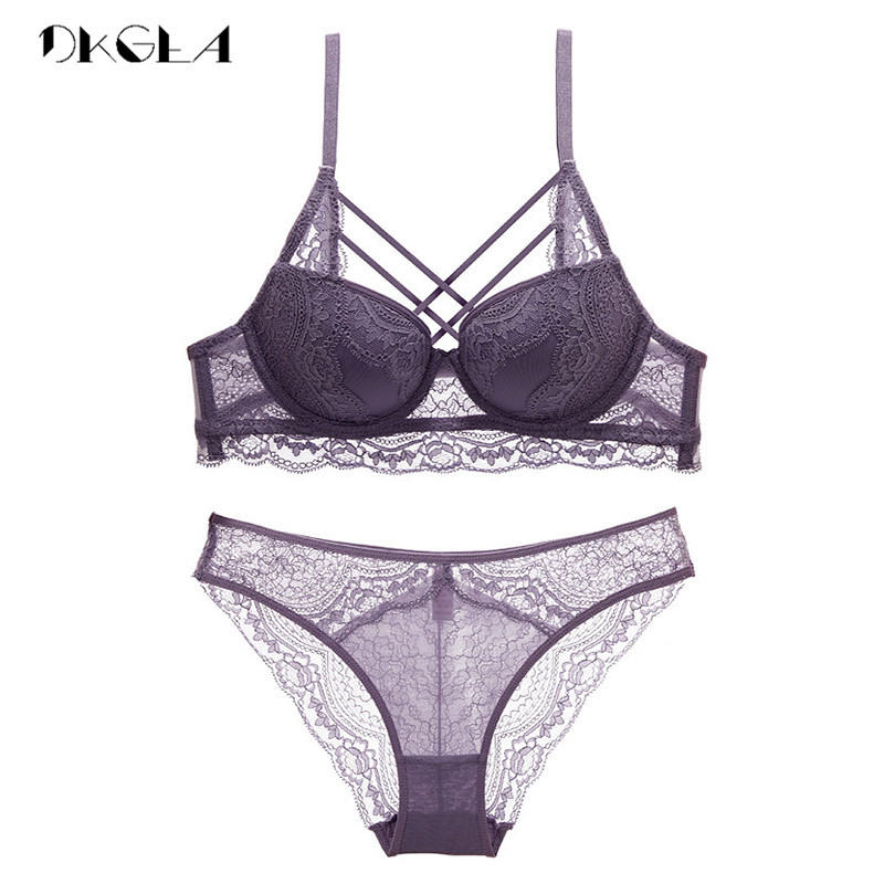 Set de sutien negru cu bandaj clasic Sutien Push Up Set de lenjerie intima din bumbac gros Sutiene sexy cu broderie din dantelă Aduna Seturi de lenjerie pentru femei