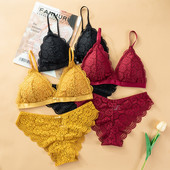 Beauty Back Σέξι γυναικεία εσώρουχα Διαφανές σουτιέν με δαντέλα Push-up Σουτιέν με σύρμα χωρίς επένδυση με φλοράλ Σετ γυναικεία εσώρουχα