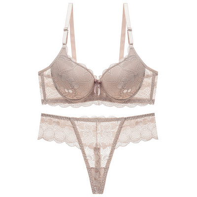 sexy push up lenjerie de dantelă reglabilă acceptă sutien supranumerar pentru sâni sutien îngroșat tanga set de lenjerie de înaltă calitate