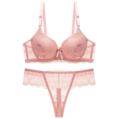sexy push up lenjerie de dantelă reglabilă acceptă sutien supranumerar pentru sâni sutien îngroșat tanga set de lenjerie de înaltă calitate